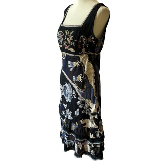VASNA DRESS M BOHEMIAN FLORAL TIERED EMBROIDERED FESTIVAL ARTISANAL FEMININE - Picture 4 of 13